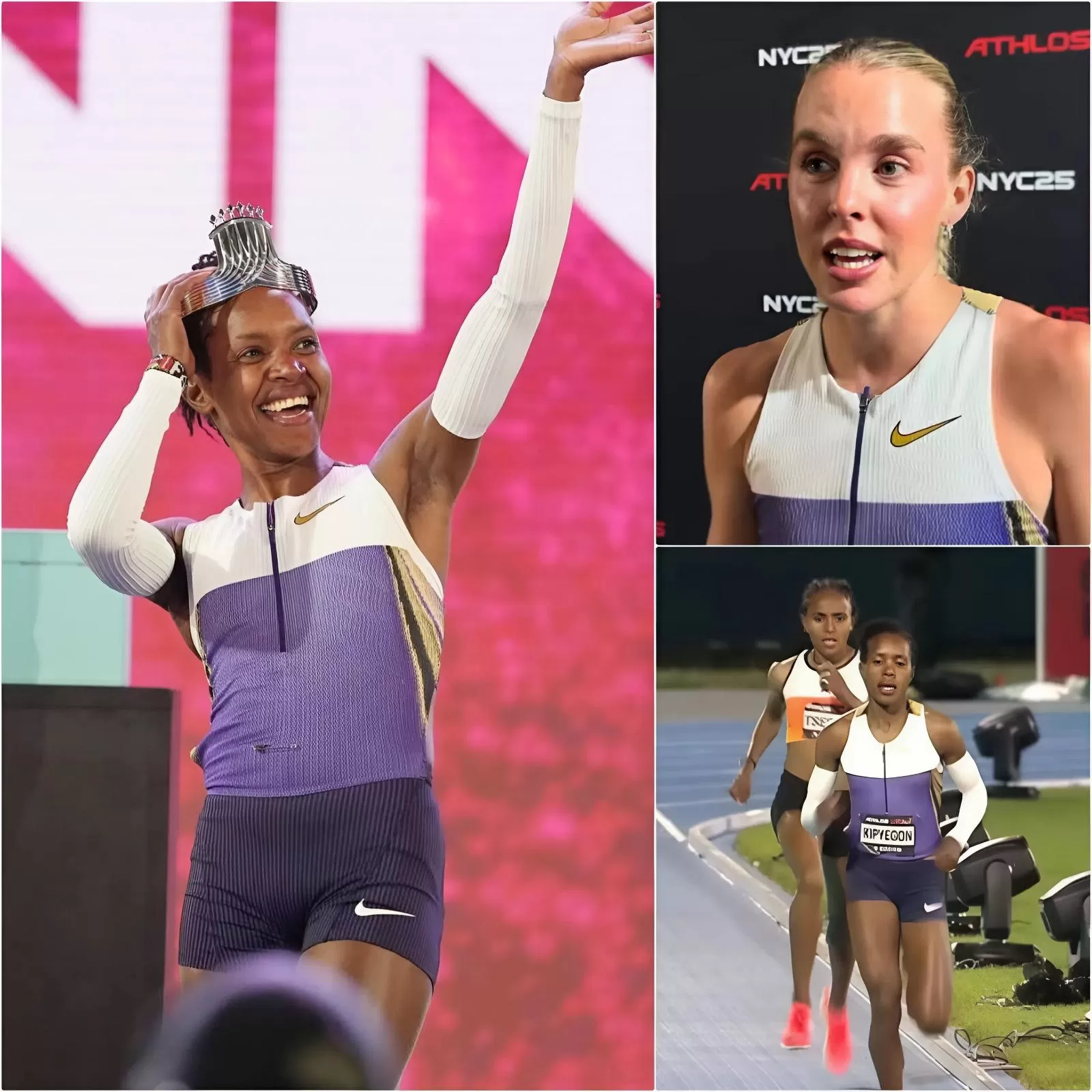 Cover Image for SHOCKING NEWS: After Faith Kipyegon won the Athlos NYC 2025 in New York, Gudaf Tsegay unexpectedly spoke out, demanding that the organizers strip the Kenyan athlete of her crown, while presenting evidence accusing her of using doping before the competition. This forced Faith Kipyegon to undergo a doping test to restore fairness to the event, leaving fans completely stunned by the results announced shortly afterward.