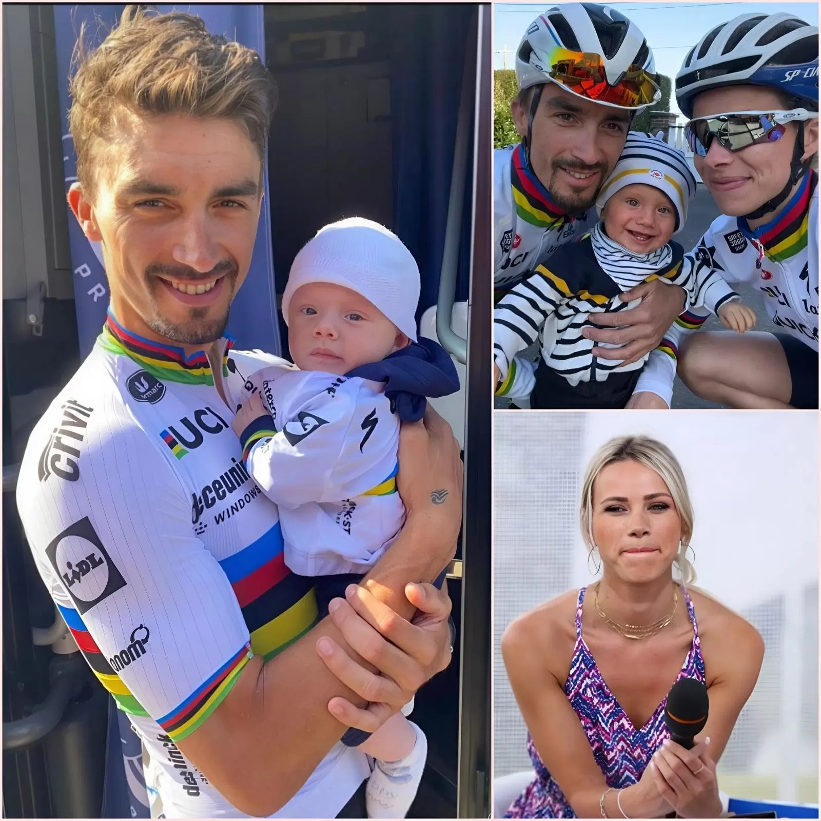 Cover Image for 😱THE LAST MOMENT: Julian Alaphilippe and his wife Marion Rousse captivated the world with their image of a happy family. When they welcomed a new member, their little boy asked a question so innocent that it left them both stunned, completely unaware. The emotion was so strong and unexpected that they were almost stunned.